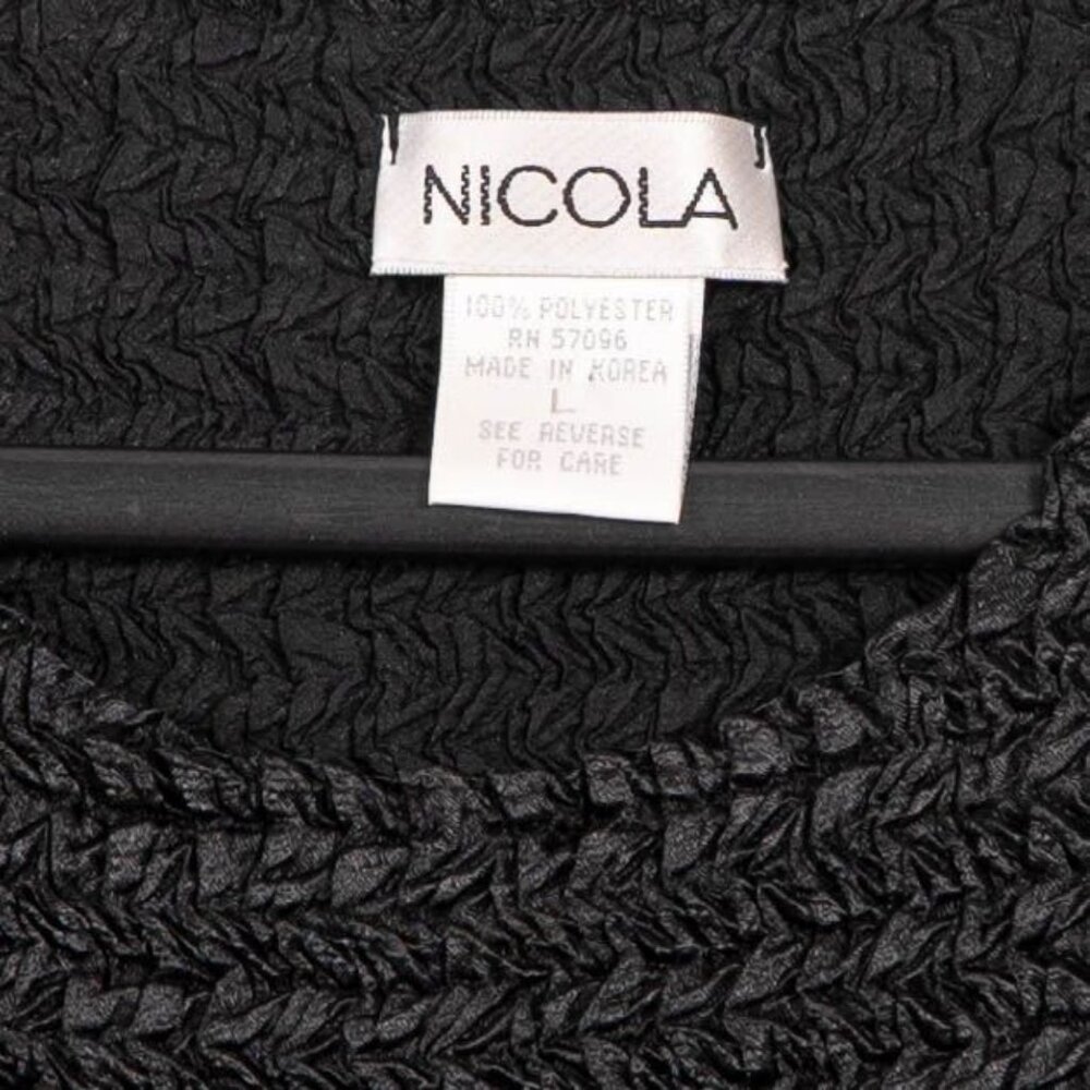Nicola VTG Textured Tank Top Size L Black Stretch Sleeveless Whimsigoth Festival - Picture 2 of 3